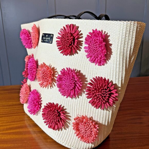 Kate Spade Montigo Avenue Anabette Floral Raffia Tote EUC – 21"x13"x7" - Picture 3 of 10
